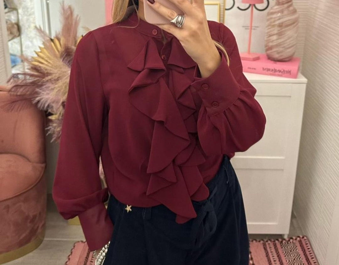 CAMICIA ROUCHES BORDEAUX