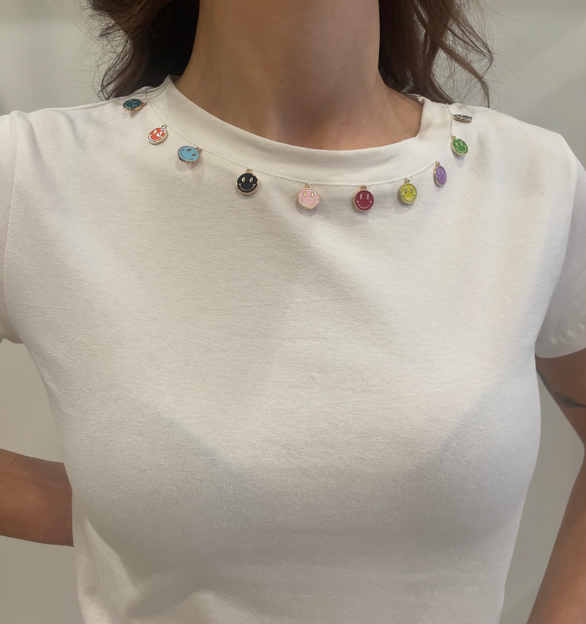 T-SHIRT COLLANA A SMILE - Paprika