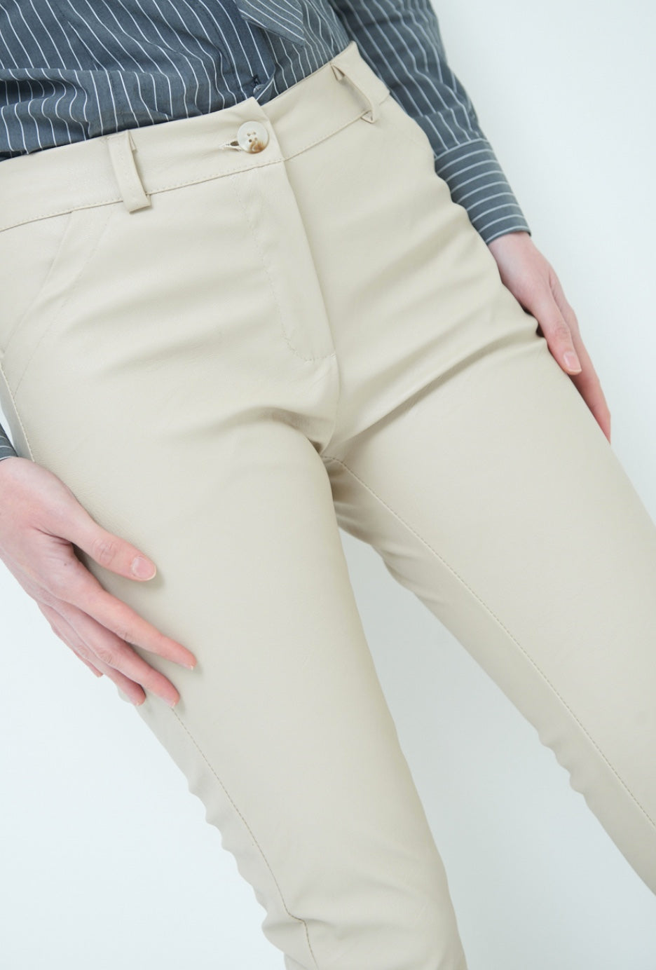 PANTALONE ECOPELLE BEIGE - Paprika