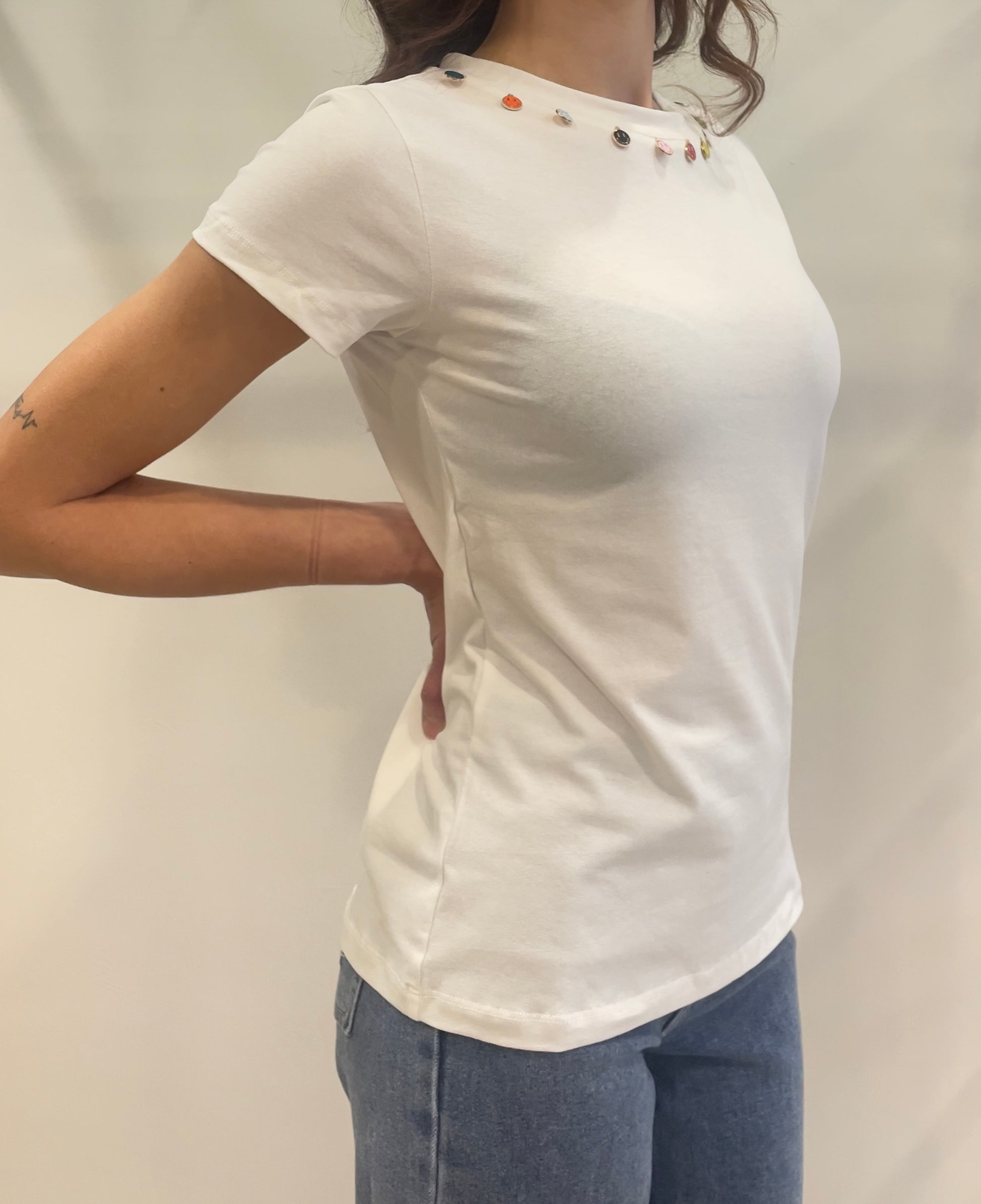 T-SHIRT COLLANA A SMILE - Paprika