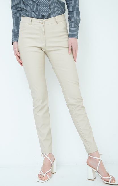 PANTALONE ECOPELLE BEIGE - Paprika