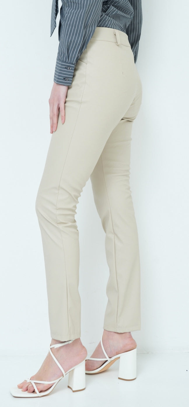 PANTALONE ECOPELLE BEIGE - Paprika