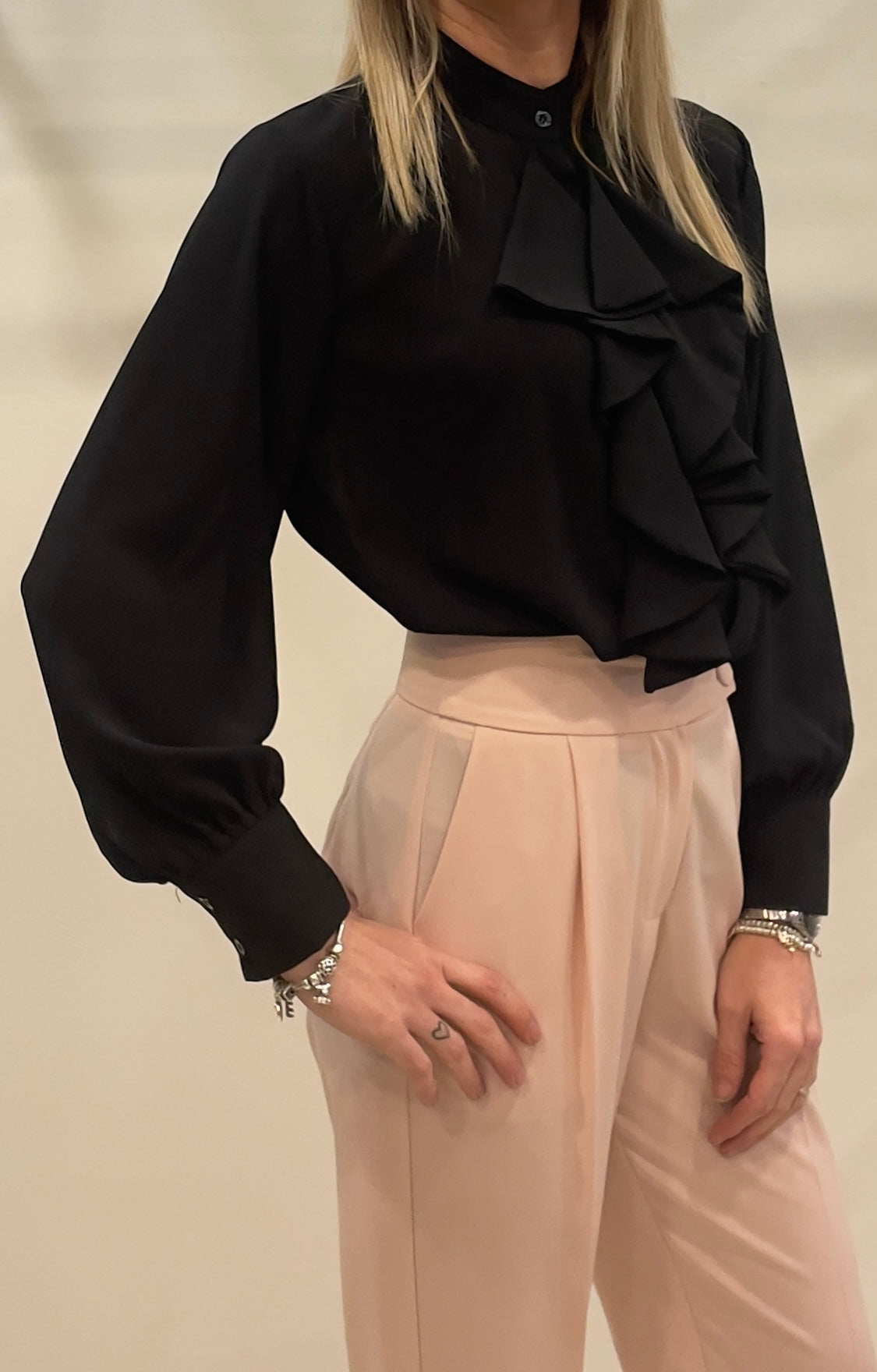 CAMICIA ROUCHES NERA - Paprika