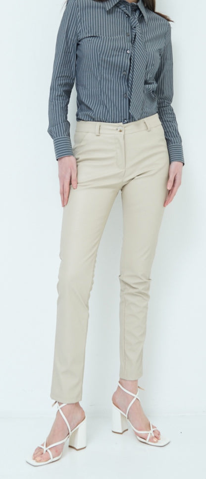 PANTALONE ECOPELLE BEIGE - Paprika