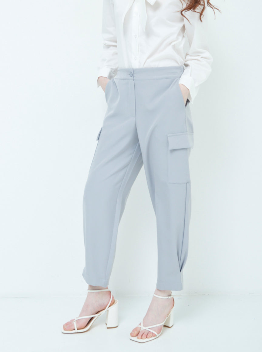 PANTALONE CARGO ELASTICIZZATO GRIGIO - Paprika