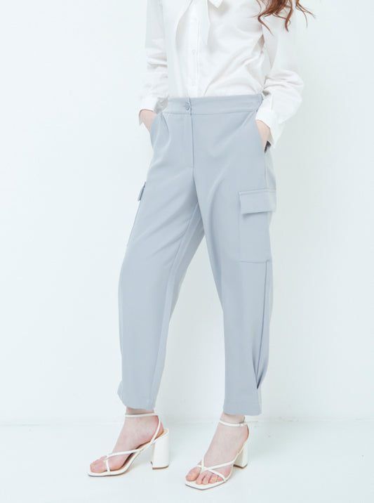 PANTALONE CARGO ELASTICIZZATO GRIGIO - Paprika